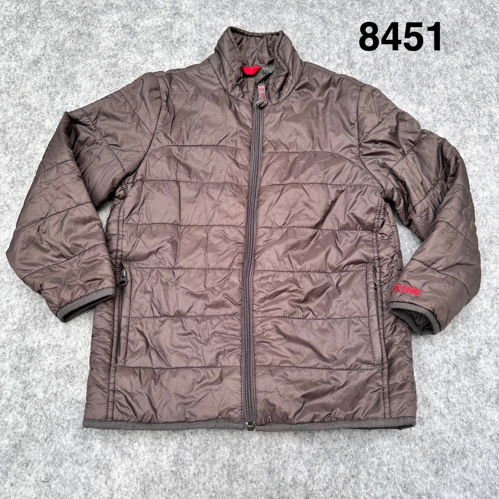 Gap Kids PrimaLoft Puffer Jacket Small 6-7 Brown Quilted Full Zip Coat EUC
